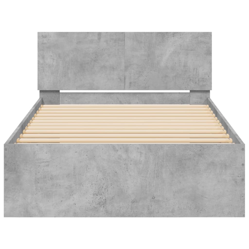 vidaXL Bed Frame without Mattress with LED Concrete Grey 100x200 cm