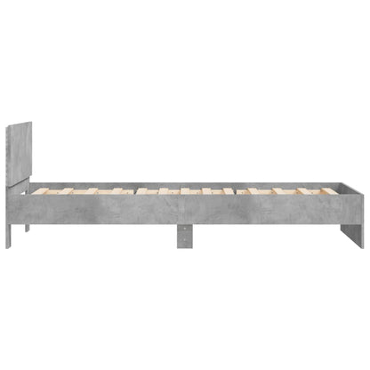 vidaXL Bed Frame without Mattress with LED Lights Concrete Grey 100x200 cm