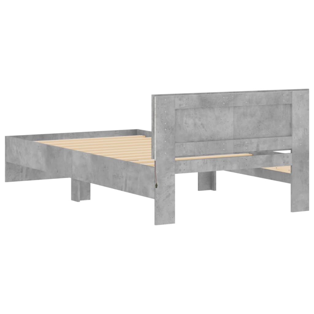 vidaXL Bed Frame without Mattress with LED Lights Concrete Grey 100x200 cm