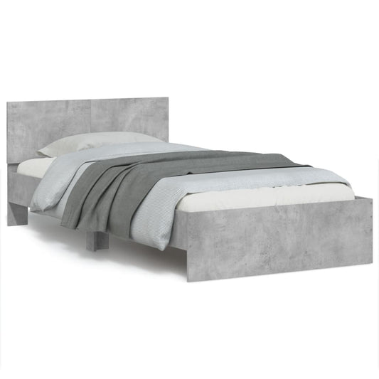 vidaXL Bed Frame without Mattress with LED Lights Concrete Grey 100x200 cm