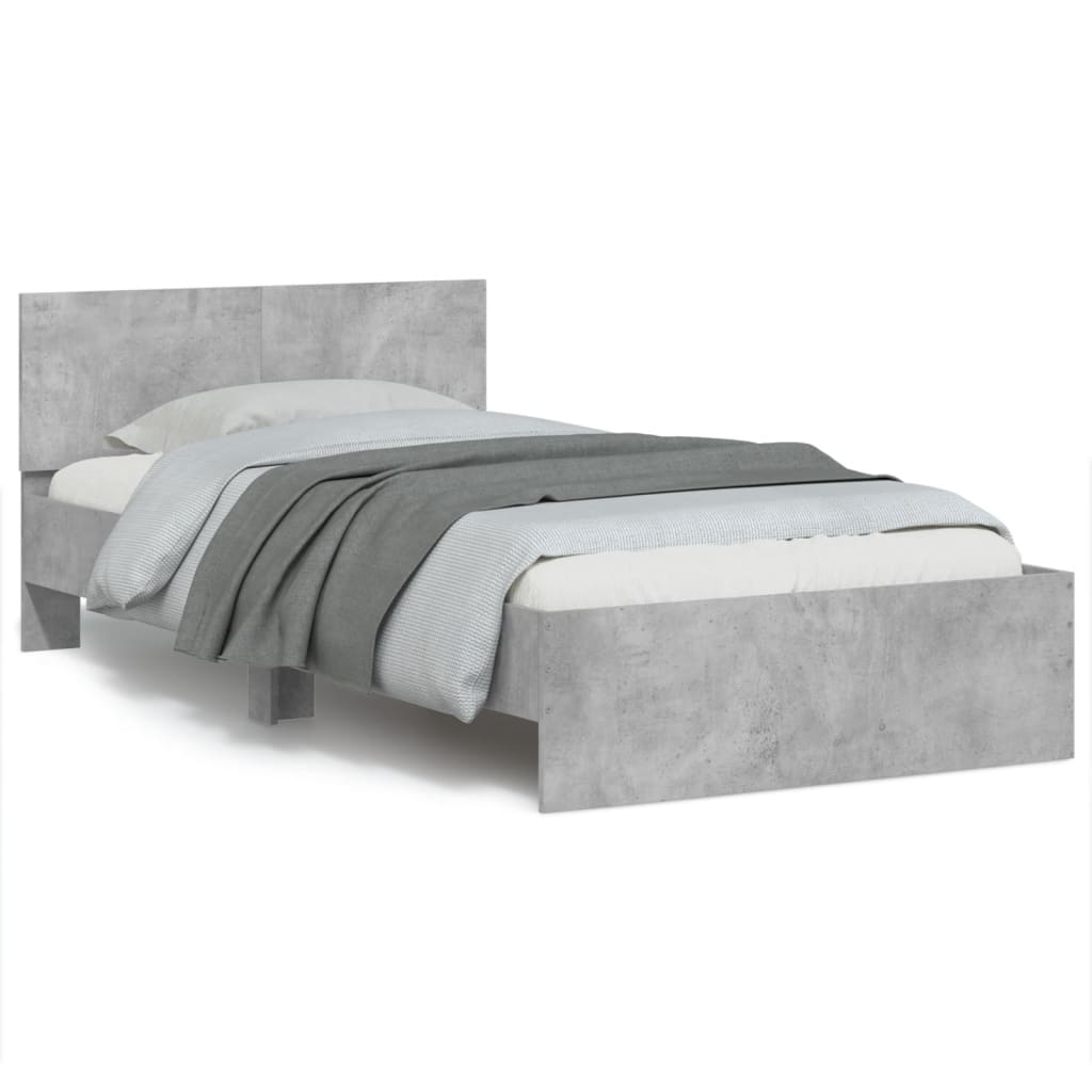vidaXL Bed Frame without Mattress with LED Concrete Grey 100x200 cm
