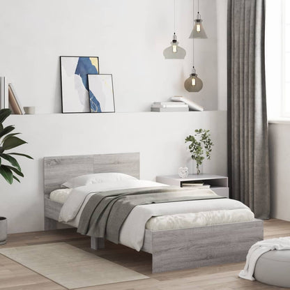vidaXL Bed Frame without Mattress with LED Grey Sonoma 100x200 cm