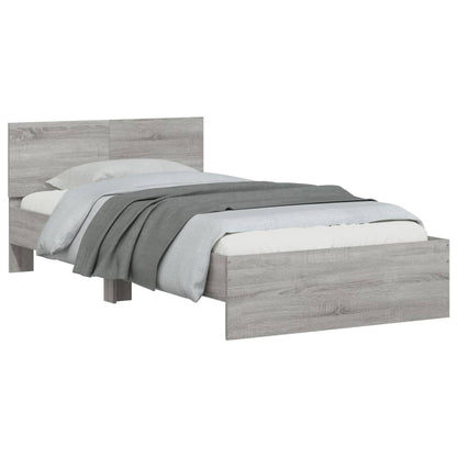 vidaXL Bed Frame without Mattress with LED Grey Sonoma 100x200 cm