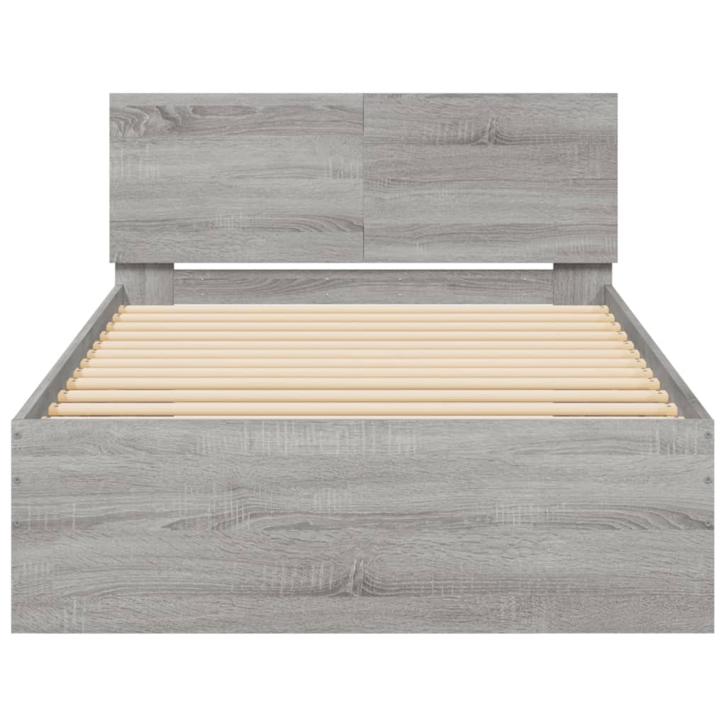 vidaXL Bed Frame without Mattress with LED Grey Sonoma 100x200 cm