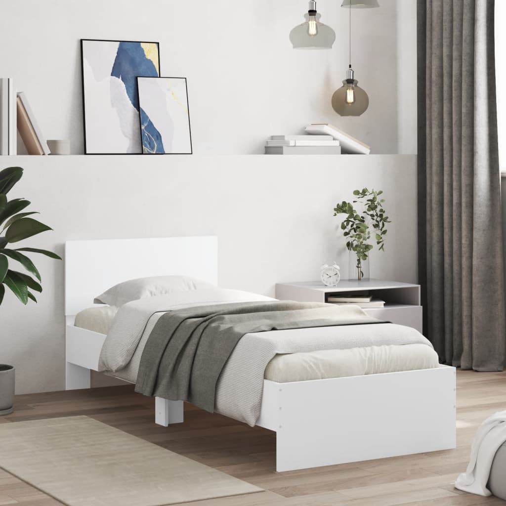 vidaXL Bed Frame without Mattress with LED Lights White 90x200 cm