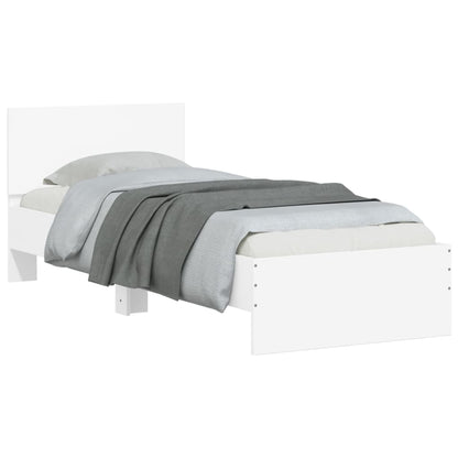vidaXL Bed Frame without Mattress with LED Lights White 90x200 cm
