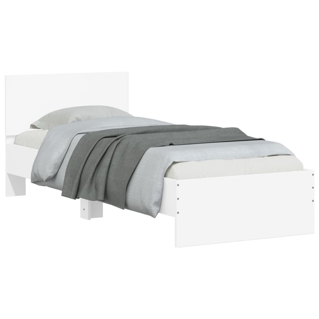 vidaXL Bed Frame without Mattress with LED Lights White 90x200 cm