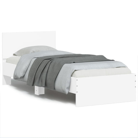 vidaXL Bed Frame without Mattress with LED Lights White 90x200 cm
