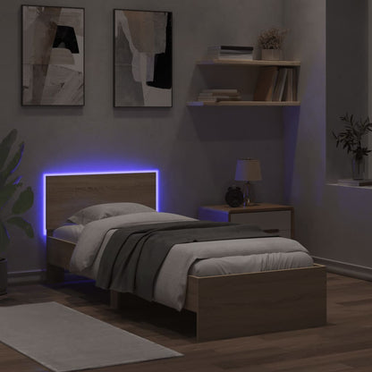 vidaXL Bed Frame without Mattress with LED Lights Sonoma Oak 90x200 cm