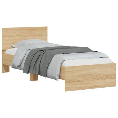 vidaXL Bed Frame without Mattress with LED Lights Sonoma Oak 90x200 cm