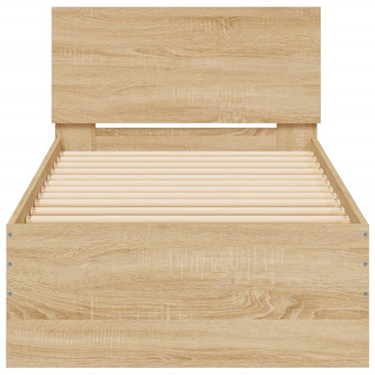 vidaXL Bed Frame without Mattress with LED Lights Sonoma Oak 90x200 cm