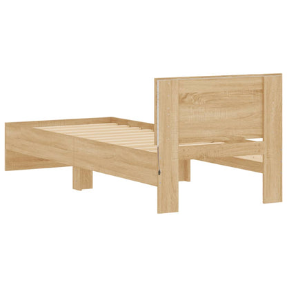 vidaXL Bed Frame without Mattress with LED Lights Sonoma Oak 90x200 cm