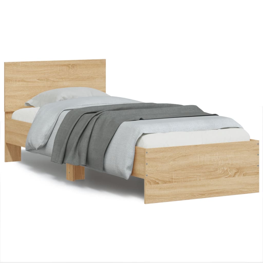 vidaXL Bed Frame without Mattress with LED Lights Sonoma Oak 90x200 cm