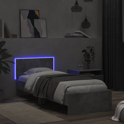 vidaXL Bed Frame without Mattress with LED Concrete Grey 90x200 cm