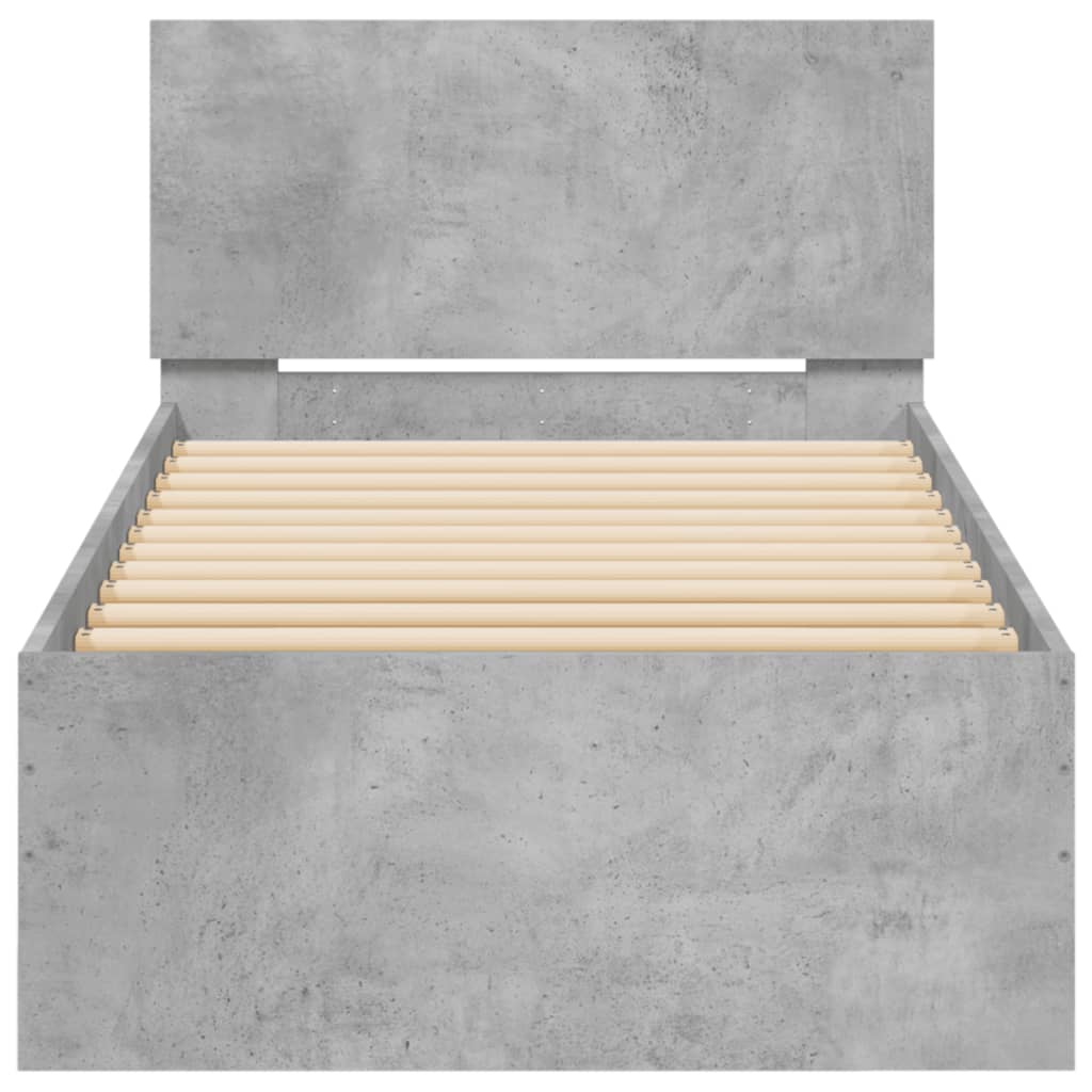 vidaXL Bed Frame without Mattress with LED Lights Concrete Grey 90x200 cm