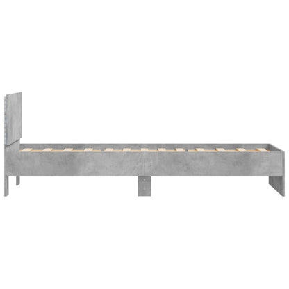 vidaXL Bed Frame without Mattress with LED Concrete Grey 90x200 cm