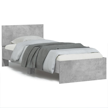vidaXL Bed Frame without Mattress with LED Lights Concrete Grey 90x200 cm