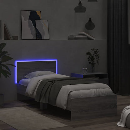 vidaXL Bed Frame without Mattress with LED Lights Grey Sonoma 90x200cm