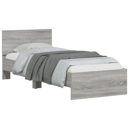 vidaXL Bed Frame without Mattress with LED Lights Grey Sonoma 90x200cm