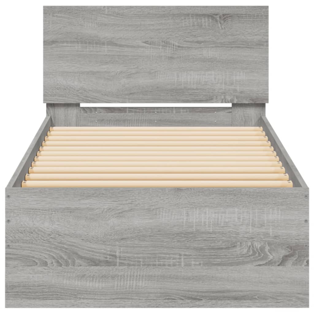 vidaXL Bed Frame without Mattress with LED Lights Grey Sonoma 90x200cm