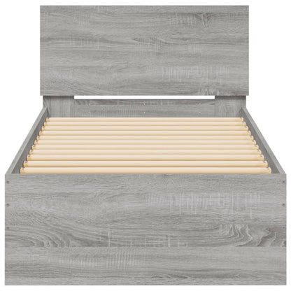 vidaXL Bed Frame without Mattress with LED Lights Grey Sonoma 90x200cm