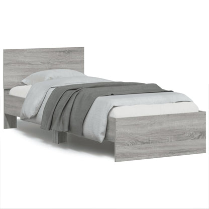 vidaXL Bed Frame without Mattress with LED Lights Grey Sonoma 90x200cm