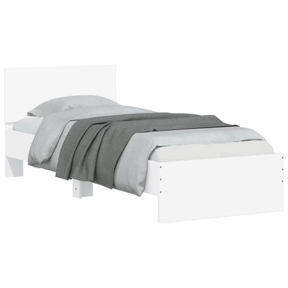 vidaXL Bed Frame without Mattress with LED Lights White 90x190 cm Single