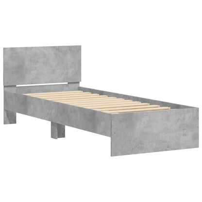 vidaXL Bed Frame without Mattress with LED Concrete Grey 90x190 cm