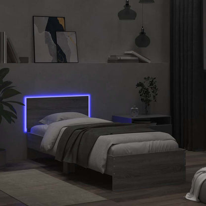 vidaXL Bed Frame without Mattress with LED Lights Grey Sonoma 90x190cm