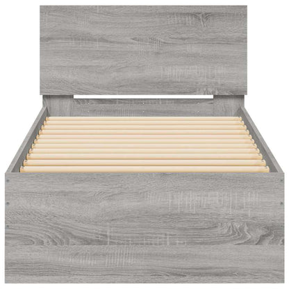 vidaXL Bed Frame without Mattress with LED Lights Grey Sonoma 90x190 cm Single