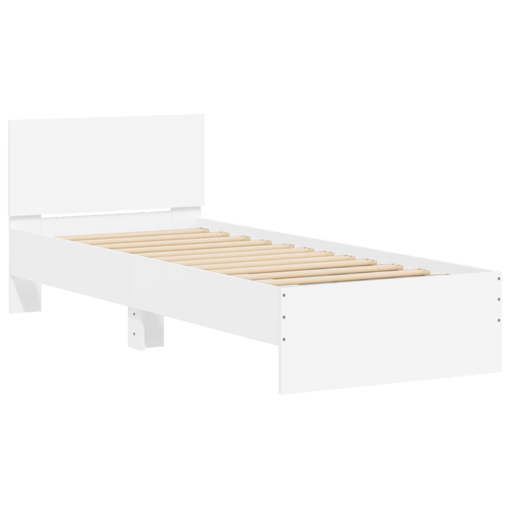 vidaXL Bed Frame without Mattress with LED Lights White 75x190 cm Small Single