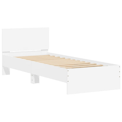 vidaXL Bed Frame without Mattress with LED Lights White 75x190 cm Small Single