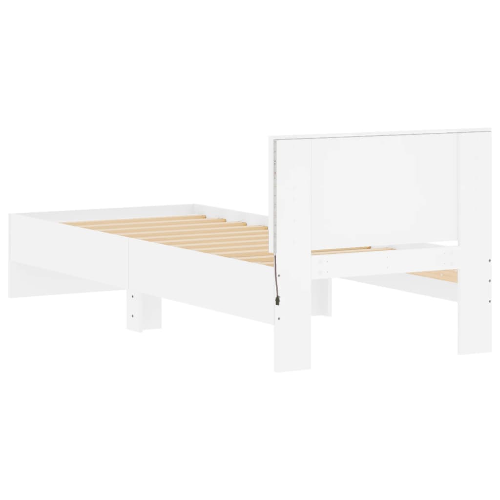 vidaXL Bed Frame without Mattress with LED Lights White 75x190 cm Small Single