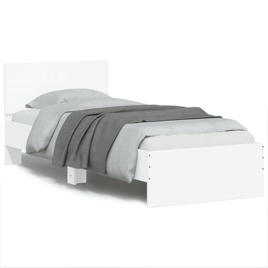 vidaXL Bed Frame without Mattress with LED Lights White 75x190 cm Small Single