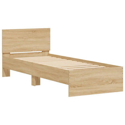 vidaXL Bed Frame without Mattress with LED Lights Sonoma Oak 75x190 cm Small Single