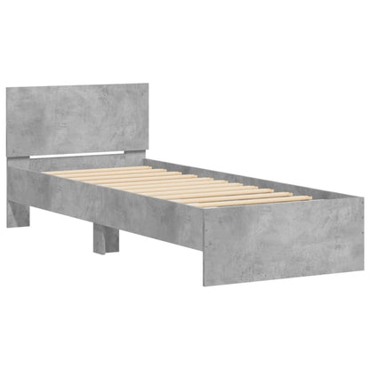 vidaXL Bed Frame without Mattress with LED Concrete Grey 75x190 cm