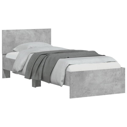 vidaXL Bed Frame without Mattress with LED Lights Concrete Grey 75x190 cm Small Single