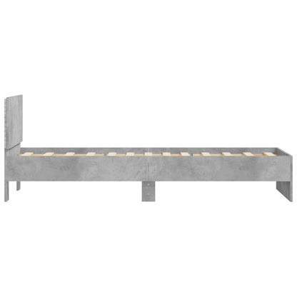 vidaXL Bed Frame without Mattress with LED Lights Concrete Grey 75x190 cm Small Single