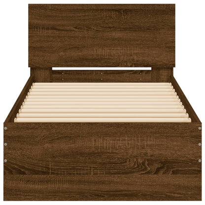vidaXL Bed Frame without Mattress with LED Lights Brown Oak 75x190 cm