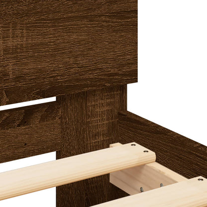 vidaXL Bed Frame without Mattress with LED Lights Brown Oak 75x190 cm