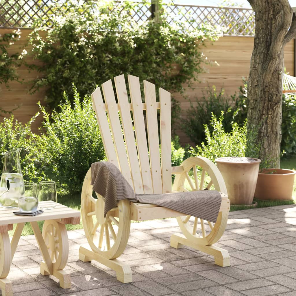 vidaXL Garden Adirondack Chair | Natural Wood | Solid Fir Wood | Standard