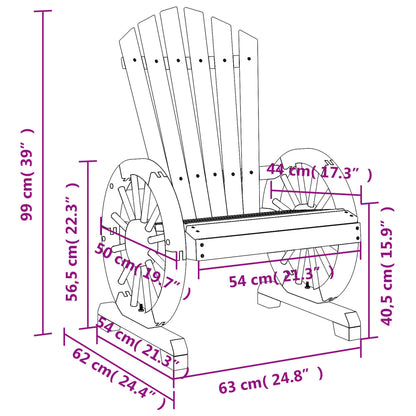 vidaXL Garden Adirondack Chair | Natural Wood | Solid Fir Wood | Standard