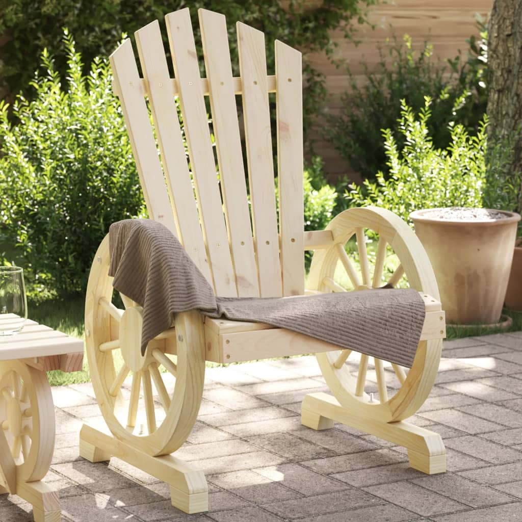 vidaXL Garden Adirondack Chair | Natural Wood | Solid Fir Wood | Standard