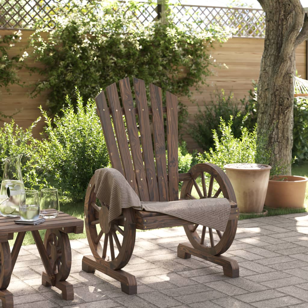 vidaXL Garden Adirondack Chair | Burnt Wood | Solid Fir Wood | Standard