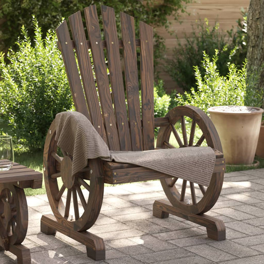 vidaXL Garden Adirondack Chair | Burnt Wood | Solid Fir Wood | Standard
