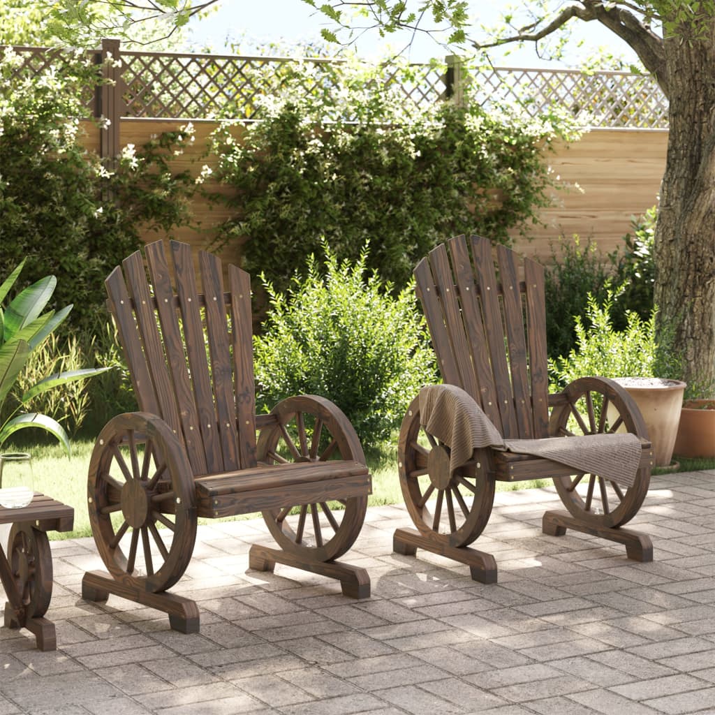 vidaXL Garden Adirondack Chair | Set of 2 | Burnt wood | Solid Fir Wood | Medium