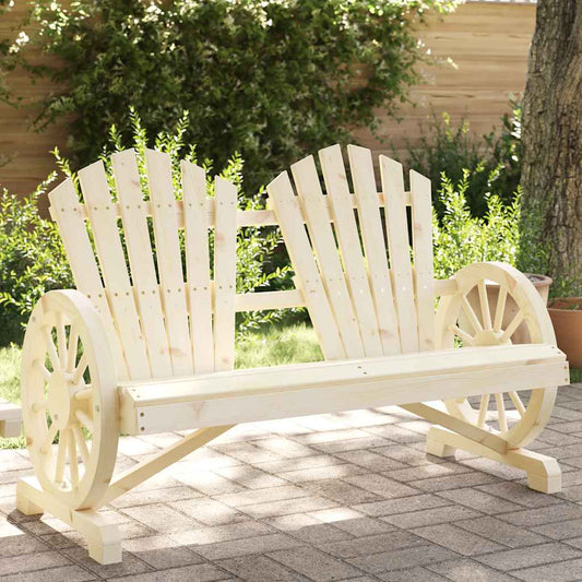 vidaXL Garden Adirondack Chair | Natural Wood | Solid Fir Wood | 2-Seater