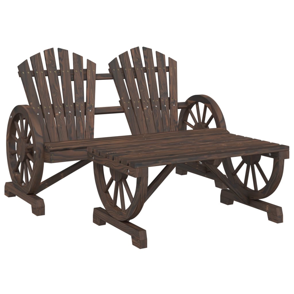 vidaXL Garden Lounge Set | Burnt look wood | Solid fir wood | Large | Ergonomic