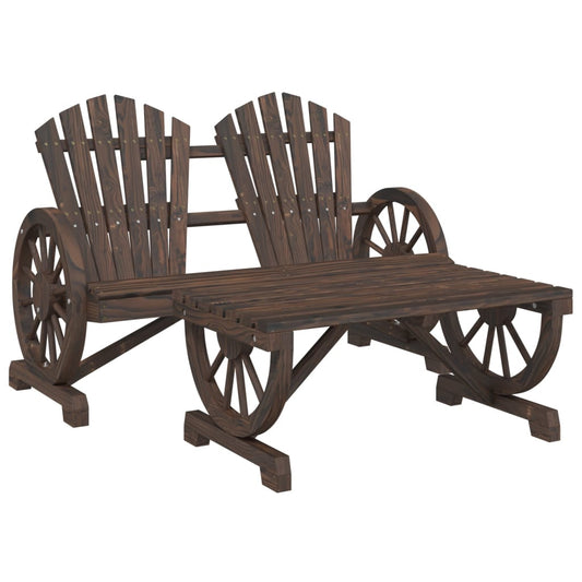 vidaXL Garden Lounge Set | Burnt look wood | Solid fir wood | Large | Ergonomic