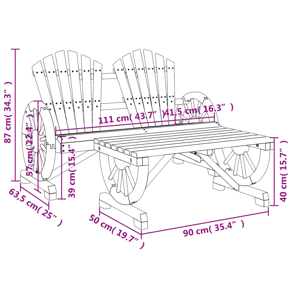 vidaXL Garden Lounge Set | Burnt look wood | Solid fir wood | Large | Ergonomic